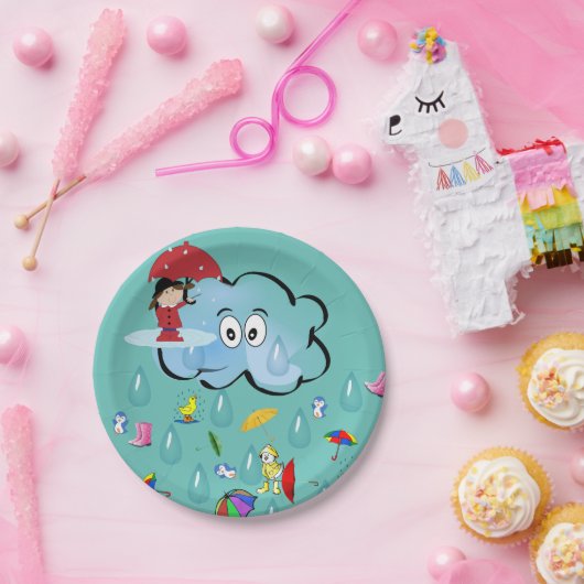 紙プレート、クラウドペンギンレッドアンブレラ ペーパープレート (パーティー)