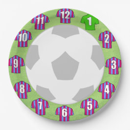 紙プレート – クラレット&ブルーストライプのスポーツシャツ ペーパープレート