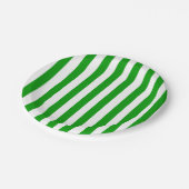紙プレート、グリーンとホワイトストライプ ペーパープレート (アングル)
