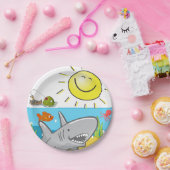 紙プレート、サメタコ太陽海魚 ペーパープレート (パーティー)