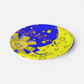 紙プレート、サンムーンイエロースターズブルー ペーパープレート (アングル)