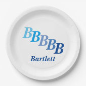 紙プレート – ステップイニシャル、ブルースの名前 ペーパープレート (正面)