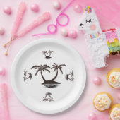 紙プレート – トロピカルアイランドのシルエット ペーパープレート (パーティー)