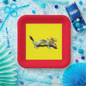 紙プレート – ドラゴンと赤縁ど ペーパープレート (パーティー)