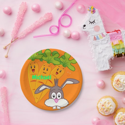 紙プレート、ニンジンオレンジうさぎ ペーパープレート (パーティー)