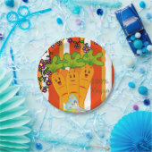 紙プレート、ニンジンストライプオレンジ100%ビーガン ペーパープレート (パーティー)