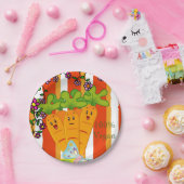 紙プレート、ニンジンストライプオレンジ100%ビーガン ペーパープレート (パーティー)