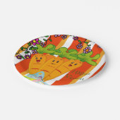 紙プレート、ニンジンストライプオレンジ100%ビーガン ペーパープレート (アングル)