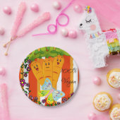 紙プレート、ニンジンストライプオレンジ100%ビーガン ペーパープレート (パーティー)