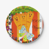 紙プレート、ニンジンストライプオレンジ100%ビーガン ペーパープレート (正面)