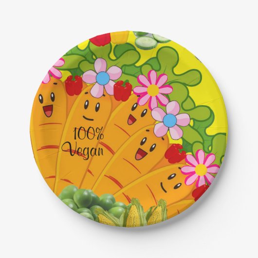 紙プレート、ニンジン豆100%ビーガン ペーパープレート (正面)