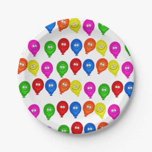 紙プレート、ハッピーバースデーカラフルバルーン ペーパープレート (正面)