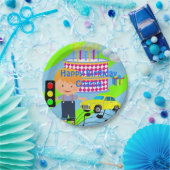 紙プレート、ハッピーバースデーカーボーイケーキ ペーパープレート (パーティー)