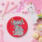 紙プレート、ハッピーバースデーシールバルーン赤 ペーパープレート (パーティー)