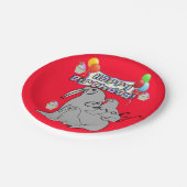 紙プレート、ハッピーバースデーシールバルーン赤 ペーパープレート (アングル)