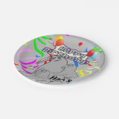 紙プレート、ハッピーバースデーシールバルーンConfetti ペーパープレート (アングル)