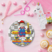 紙プレート、ハッピーバースデートレインズボーイ ペーパープレート (パーティー)