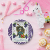 紙プレート、ハッピーバースデービクトリアンストライプ ペーパープレート (パーティー)