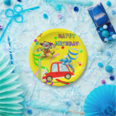 紙プレート、ハッピーバースデーピエロ車紙吹雪 ペーパープレート (パーティー)