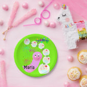 紙プレート、ハッピーバースデーピンクウォームカップケーキ ペーパープレート (パーティー)