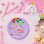 紙プレート、ハッピーバースデーピンクピグ ペーパープレート (パーティー)