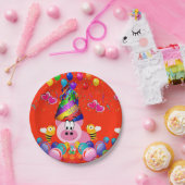 紙プレート、ハッピーバースデーピンクピグ（昆虫）マルハナバチ ペーパープレート (パーティー)