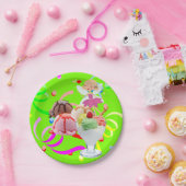 紙プレート、ハッピーバースデーピンクフェアリーアイスクリーム ペーパープレート (パーティー)