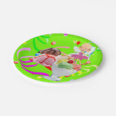 紙プレート、ハッピーバースデーピンクフェアリーアイスクリーム ペーパープレート (アングル)