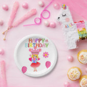 紙プレート、ハッピーバースデーピンクプリンセス ペーパープレート (パーティー)