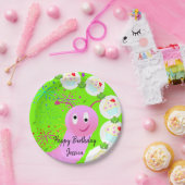 紙プレート、ハッピーバースデーピンク妖精ワーム ペーパープレート (パーティー)