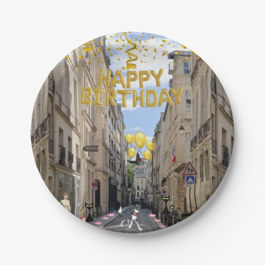 紙プレート、ハッピーバースデーフランスドッグ ペーパープレート (正面)