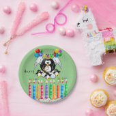 紙プレート、ハッピーバースデーペンギンキャンドル ペーパープレート (パーティー)