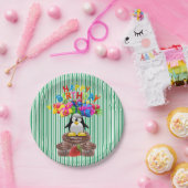 紙プレート、ハッピーバースデーペンギンストライプ ペーパープレート (パーティー)