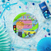 紙プレート、ハッピーバースデーボーケーキカー ペーパープレート (パーティー)