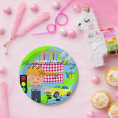 紙プレート、ハッピーバースデーボーケーキカー ペーパープレート (パーティー)