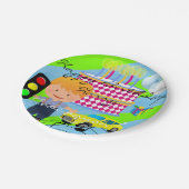 紙プレート、ハッピーバースデーボーケーキカー ペーパープレート (アングル)