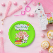 紙プレート、ハッピーバースデーラビットケーキ ペーパープレート (パーティー)