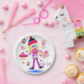 紙プレート、ハッピーバースデーワッキーガールピンク ペーパープレート (パーティー)