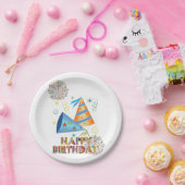 紙プレート、ハッピーバースデー帽子 ペーパープレート (パーティー)