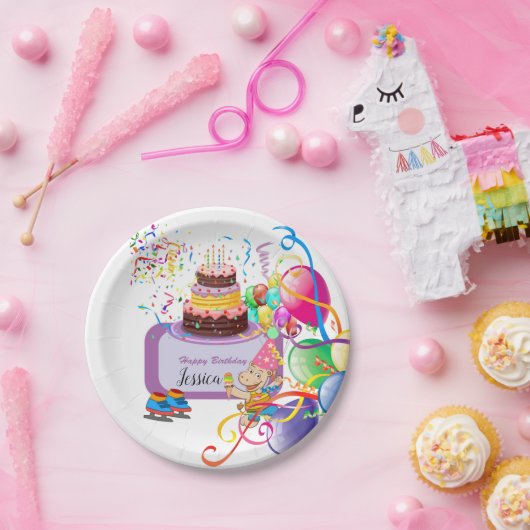 紙プレート、ハッピーバースデー海馬風船 ペーパープレート (パーティー)