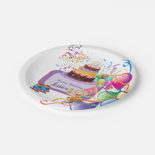 紙プレート、ハッピーバースデー海馬風船 ペーパープレート (アングル)