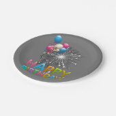 紙プレート、ハッピーバースデー紙プレート銀 ペーパープレート (アングル)