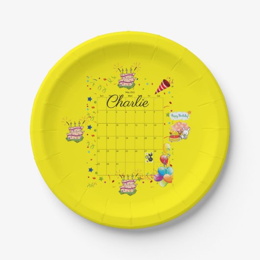 紙プレート、ハッピーバースデー2022年5月 ペーパープレート (正面)