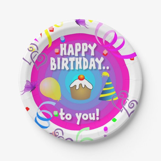 紙プレート、ハッピーバースデー ペーパープレート (正面)