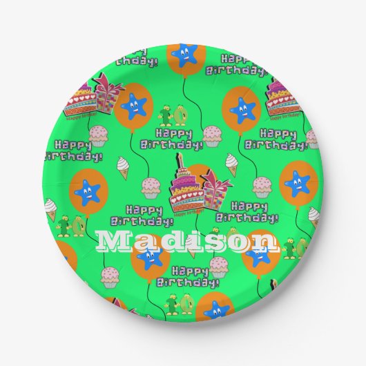 紙プレート、ハッピー10誕生日#10風船 ペーパープレート (正面)