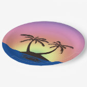 紙プレート – パームアイランドアットサンセット ペーパープレート (アングル)
