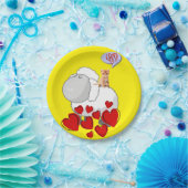 紙プレート、ヒツジ子猫赤いハート ペーパープレート (パーティー)