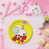 紙プレート、ヒツジ子猫赤いハート ペーパープレート (パーティー)