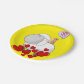 紙プレート、ヒツジ子猫赤いハート ペーパープレート (アングル)