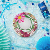 紙プレート、ピンクの花フローラ ペーパープレート (パーティー)